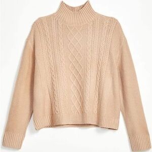 LOFT Cowl Neck Cable Knit Sweater